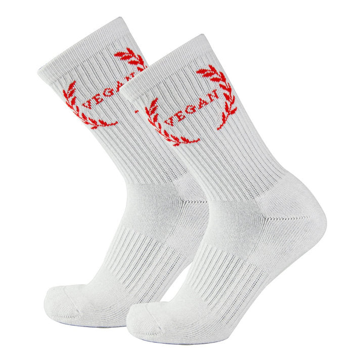 RED VEGAN LAUREL WREATH - SOCKS - [organic cotton] (8394442211595)