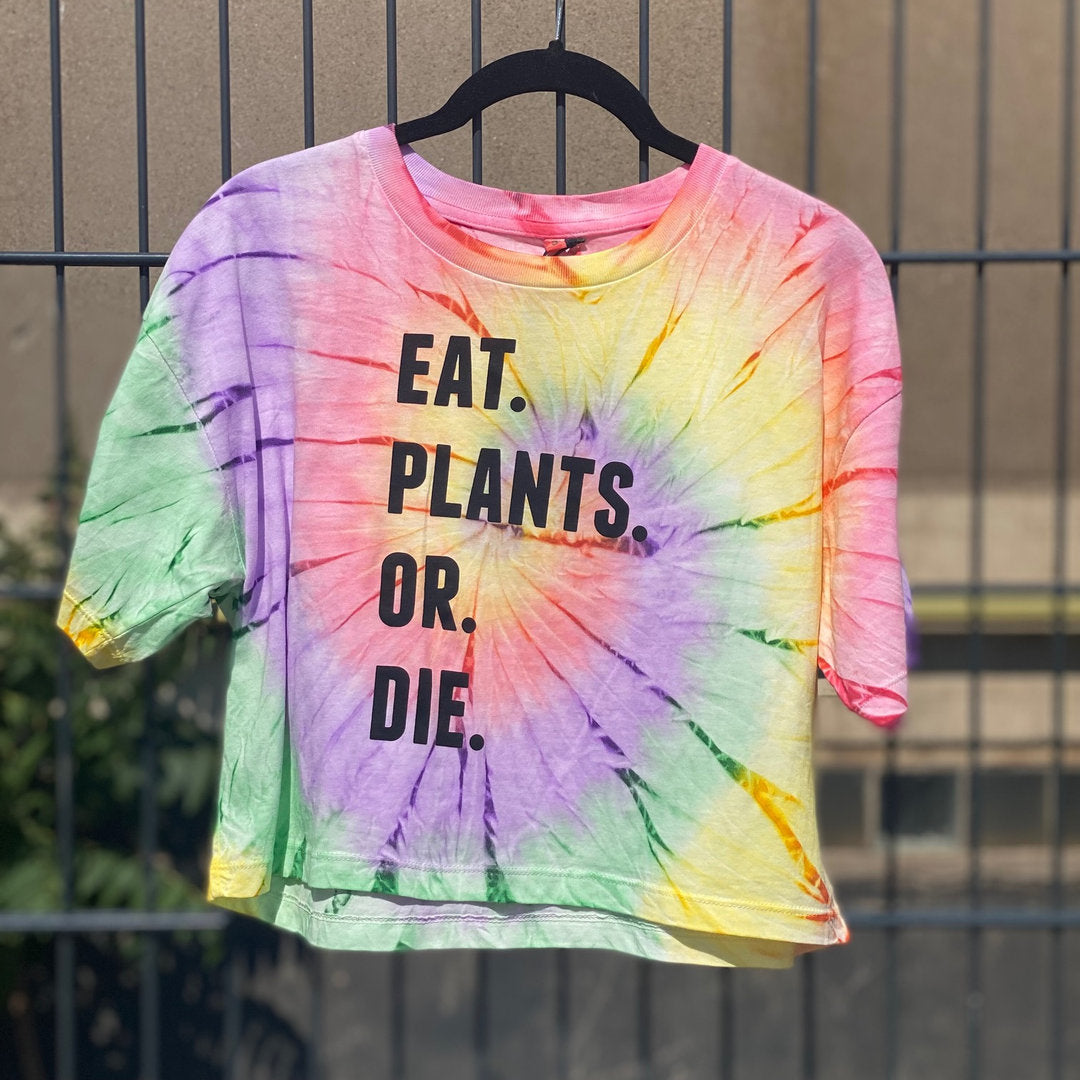 EAT PLANTS OR DIE -crop top- [organic & fairwear] (8326767345931)