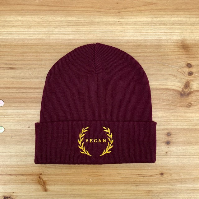 VEGAN -live for something or die for nothing- [burgundy] BEANIE (8326768099595)